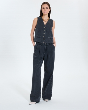 Gilet Gianno Gilet sans manches en jean noir ZAPA