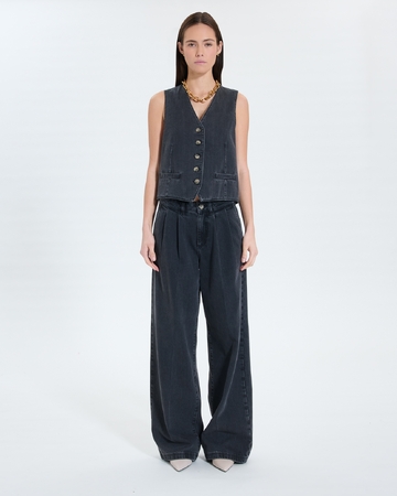 Gilet Gianno Gilet sans manches en jean noir ZAPA