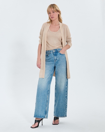 Pull Geane Gilet long ajour&eacute; champagne paillet&eacute; ZAPA
