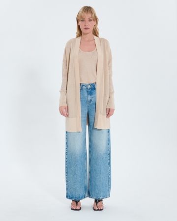 Pull Geane Gilet long ajour&eacute; champagne paillet&eacute; ZAPA