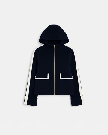 Manteau Marja Manteau en laine bicolore nocturne contour cuir ZAPA