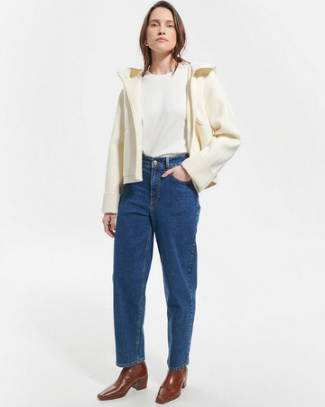 Manteau Marjy Manteau en laine écru contour cuir ZAPA