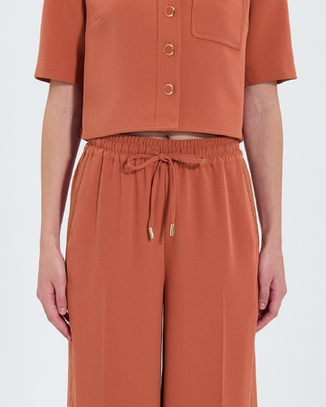 Pantalon Piela Pantalon ample en cr&ecirc;pe brique ZAPA