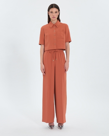 Pantalon Piela Pantalon ample en cr&ecirc;pe brique ZAPA