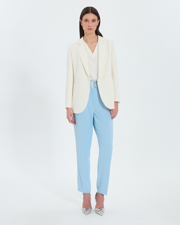 Pantalon Patricia Pantalon cigarette en cr&ecirc;pe bleu ZAPA
