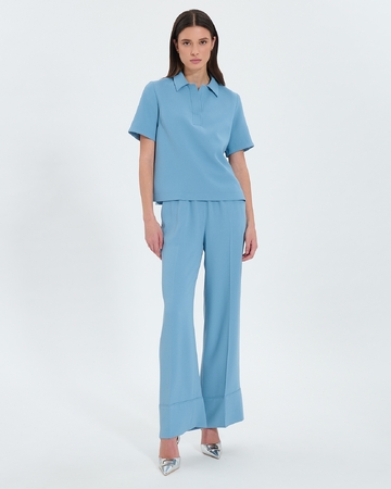 Pantalon Poesie Pantalon fluide bleu hortensia ZAPA