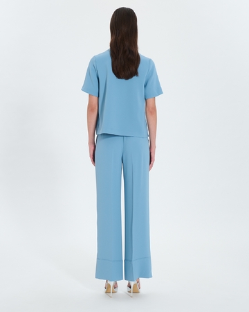 Pantalon Poesie Pantalon fluide bleu hortensia ZAPA