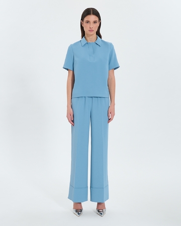 Pantalon Poesie Pantalon fluide bleu hortensia ZAPA