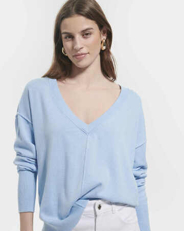 Pull Pucci Pull fin à col V bleu ciel ZAPA