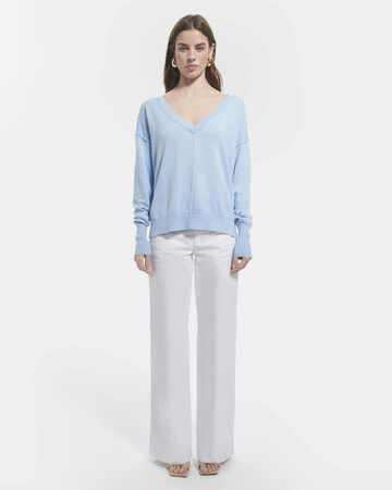 Pull Pucci Pull fin à col V bleu ciel ZAPA