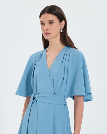 Robe Russel Robe portefeuille en crêpe bleue ZAPA
