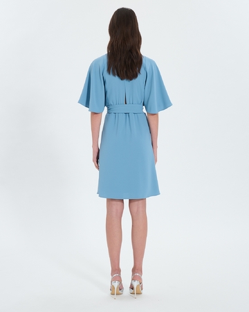 Robe Russel Robe portefeuille en crêpe bleue ZAPA