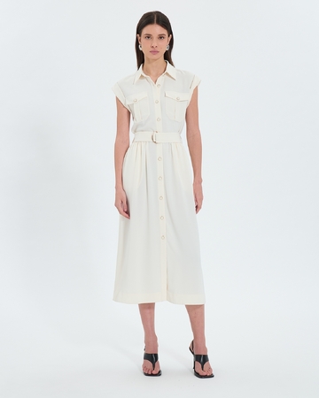 Robe Ryad Robe saharienne midi &eacute;crue ZAPA