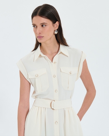 Robe Ryad Robe saharienne midi &eacute;crue ZAPA