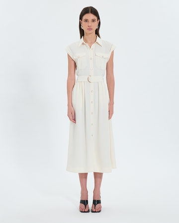 Robe Ryad Robe saharienne midi &eacute;crue ZAPA
