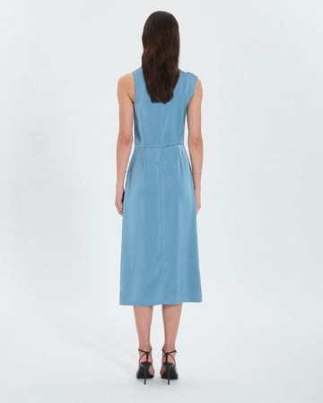 Robe Ryvana Robe asymétrique satinée bleue ZAPA