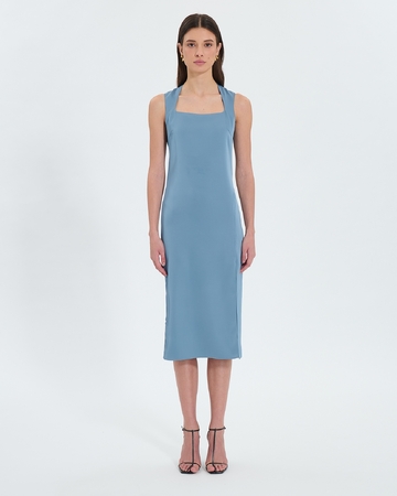Robe Roel Robe midi satinée bleue hortensia ZAPA