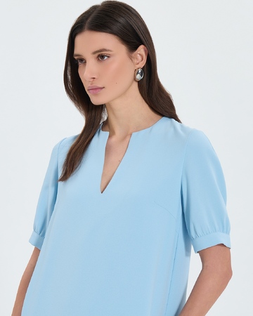 Robe Rhealane Robe droite en cr&ecirc;pe bleue ciel ZAPA