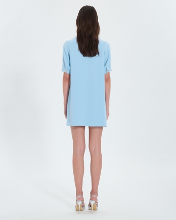Robe Rhealane Robe droite en cr&ecirc;pe bleue ciel ZAPA