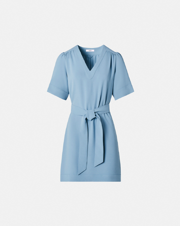 Robe Retie Robe droite en cr&ecirc;pe bleue ZAPA