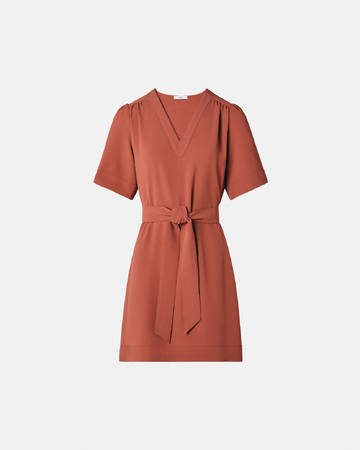 Robe Retie Robe droite en cr&ecirc;pe brique ZAPA