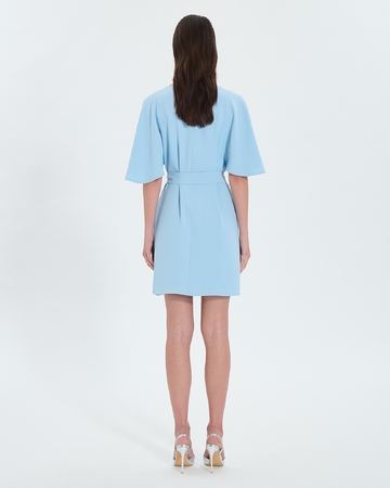 Robe Rubilinda Robe courte en cr&ecirc;pe bleu ciel ZAPA