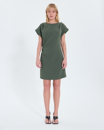 Robe Rehina Robe courte en cr&ecirc;pe kaki ZAPA