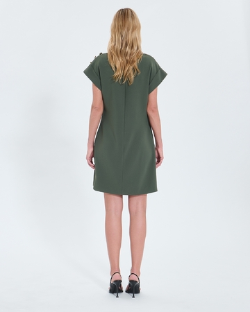 Robe Rehina Robe courte en cr&ecirc;pe kaki ZAPA