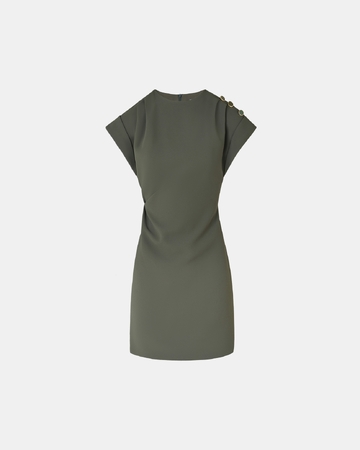 Robe Rehina Robe courte en cr&ecirc;pe kaki ZAPA