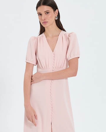 Robe Romarine Robe midi en cr&ecirc;pe nude ZAPA