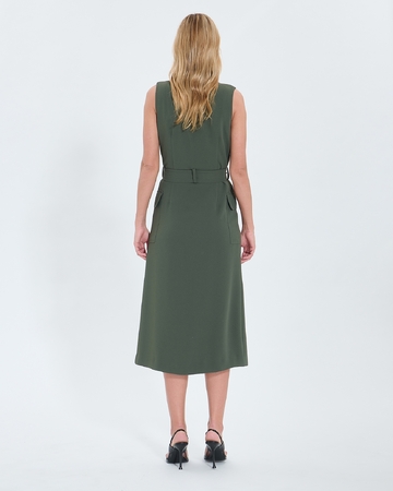 Robe Rumi Robe longue en crêpe kaki ZAPA