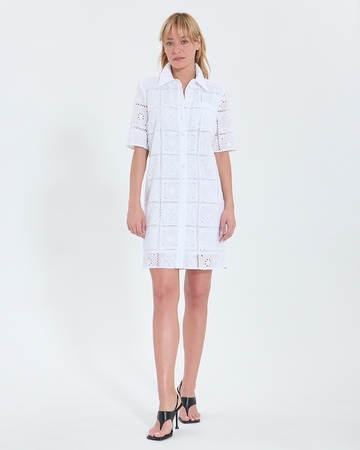 Robe Relina Robe mi longue &agrave; broderie anglaise &eacute;crue ZAPA
