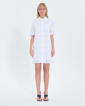 Robe Relina Robe mi longue &agrave; broderie anglaise &eacute;crue ZAPA