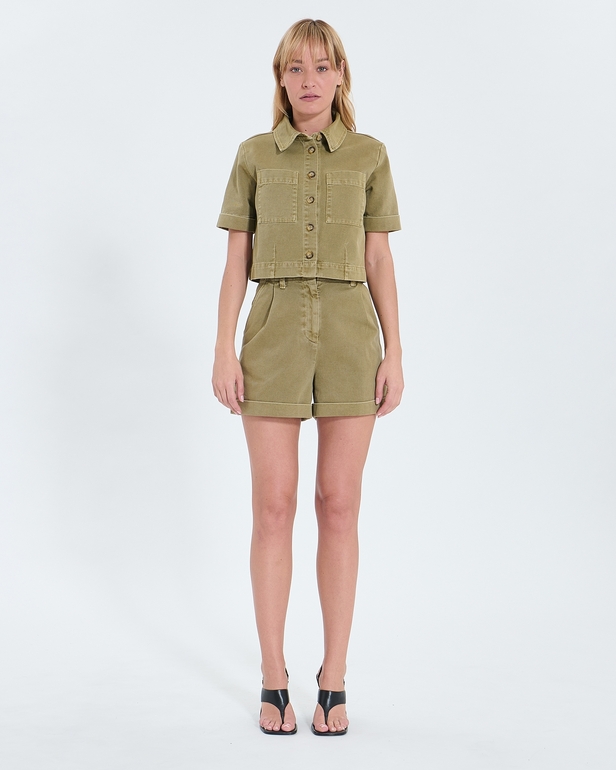 Chemise Cyrille Chemise droite en jean kaki ZAPA