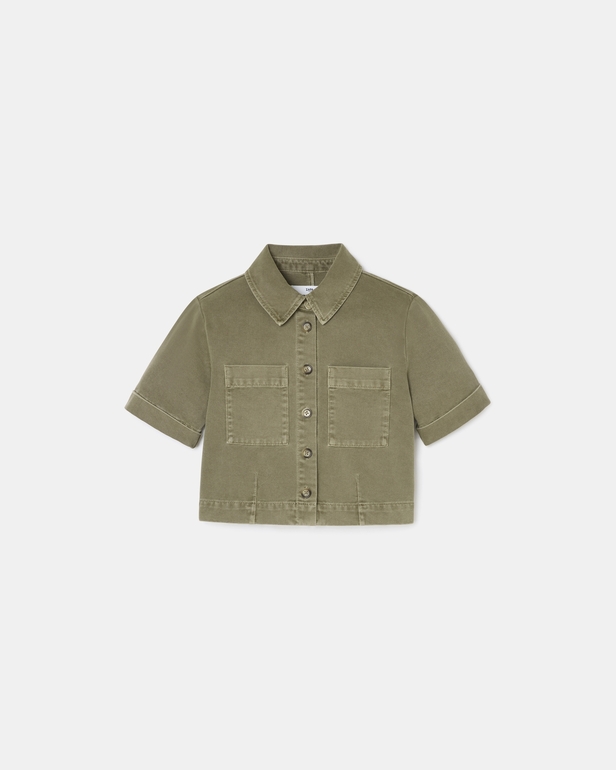 Chemise Cyrille Chemise droite en jean kaki ZAPA