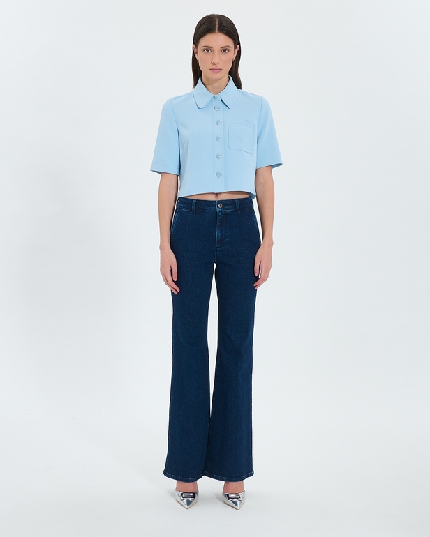 Chemise Celina Chemise courte en cr&ecirc;pe bleu ciel ZAPA