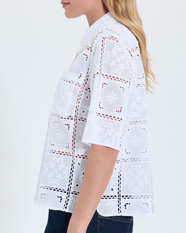 Top Celiana Chemise en broderie anglaise &eacute;crue ZAPA