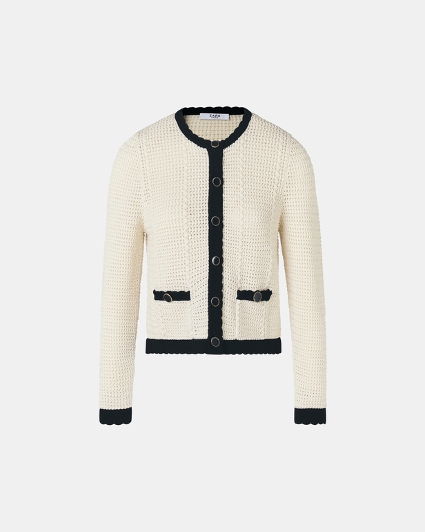 Gilet Gully Gilet en maille &eacute;cru et noir ZAPA