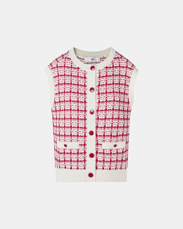 Pull Gareth Gilet sans manches fa&ccedil;on tweed bicolore ZAPA