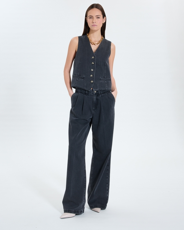 Gilet Gianno Gilet sans manches en jean noir ZAPA