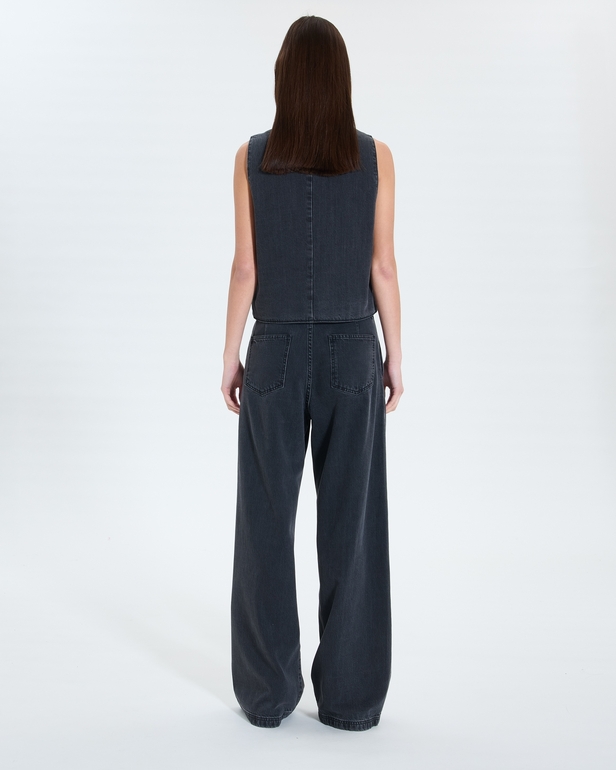 Gilet Gianno Gilet sans manches en jean noir ZAPA