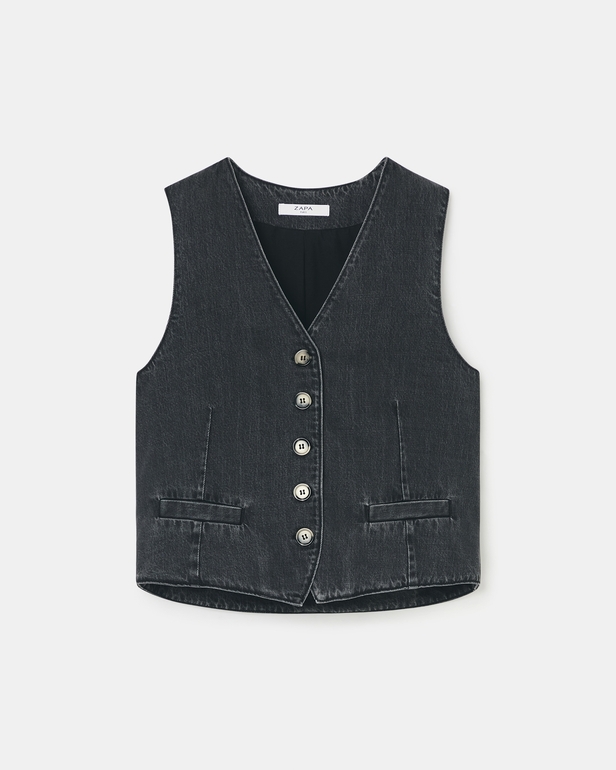 Gilet Gianno Gilet sans manches en jean noir ZAPA