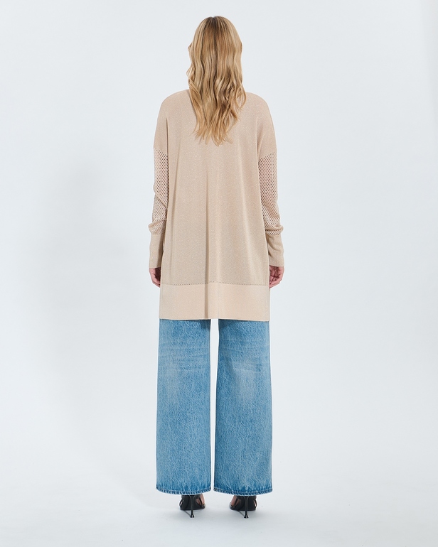 Pull Geane Gilet long ajour&eacute; champagne paillet&eacute; ZAPA