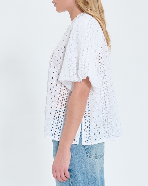 Chemise Bamako Chemisier en broderie anglaise &eacute;cru ZAPA