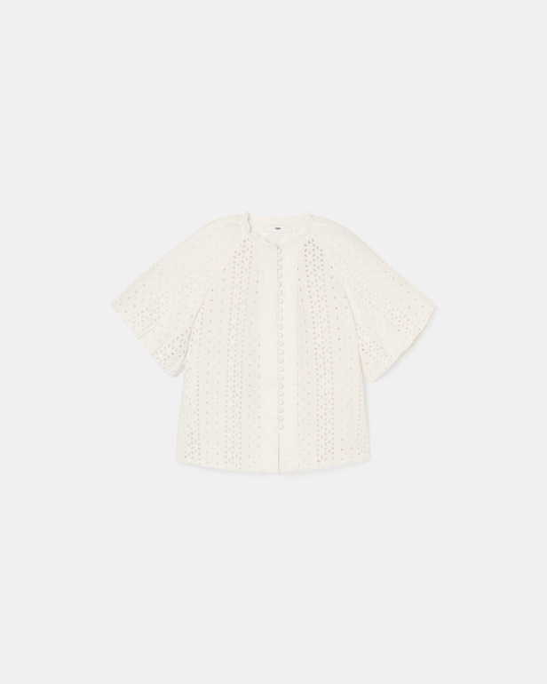 Chemise Bamako Chemisier en broderie anglaise &eacute;cru ZAPA
