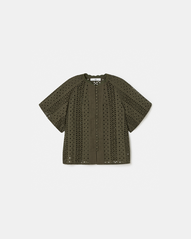 Chemise Bamako Chemisier en broderie anglaise army ZAPA