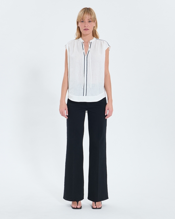 Top Taiwan Top fluide en lin &eacute;cru ZAPA