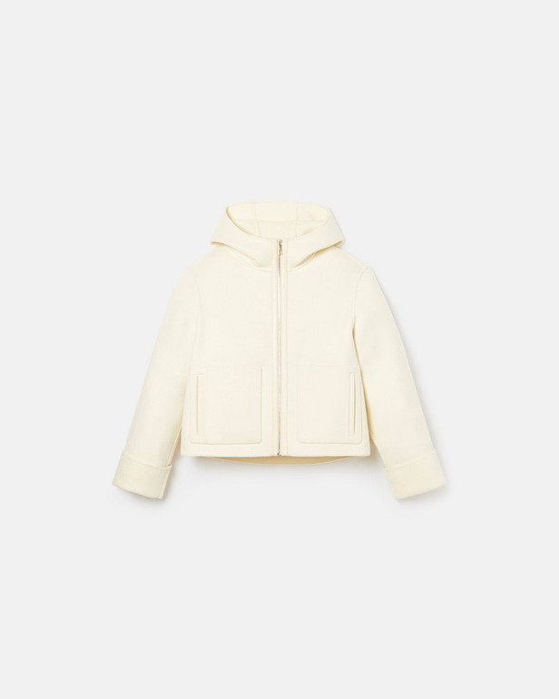 Manteau Marjy Manteau en laine &eacute;cru contour cuir ZAPA