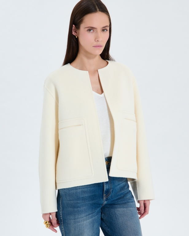 Manteau Maloe Manteau court double face &eacute;cru ZAPA
