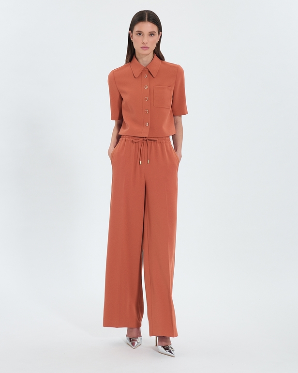 Pantalon Piela Pantalon ample en cr&ecirc;pe brique ZAPA